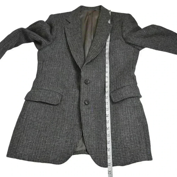 Vintage Harris Tweed Wool Menswear Oversized Blazer Jacket Boyfriend Brown - Picture 13 of 15